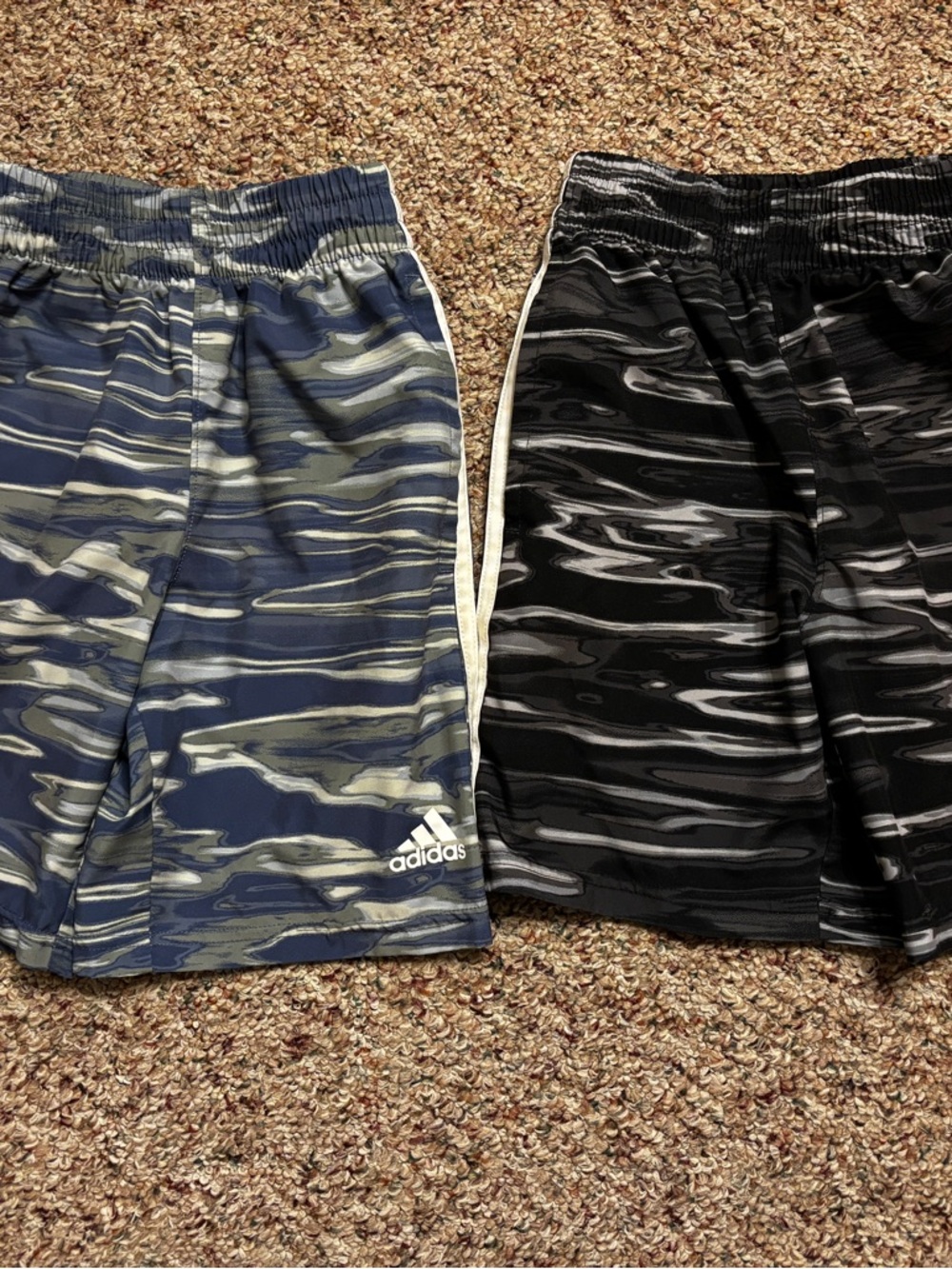 Adidas Kids Navy Blue & Black Camo Athletic Shorts Duo Small (8)